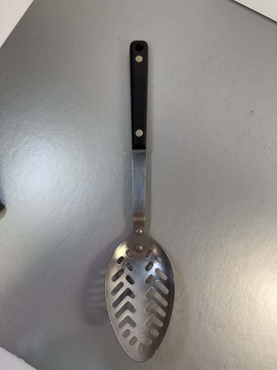 Ekco Other - Vintage Ekco Stainless Vanadium Slotted Serving Spoon with Black Composite Handl